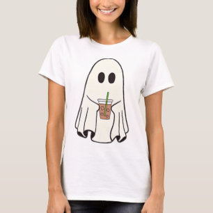 Camiseta Bebendo Fantasma Dia de as Bruxas engraçado De Caf