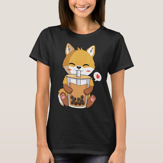 Camiseta Bebendo Fox Boba Bubble Tea Lover (Frente)