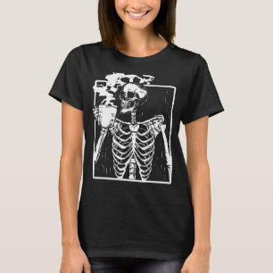 Camiseta Bebendo Funny Skeleton Caffeine Lover Coff
