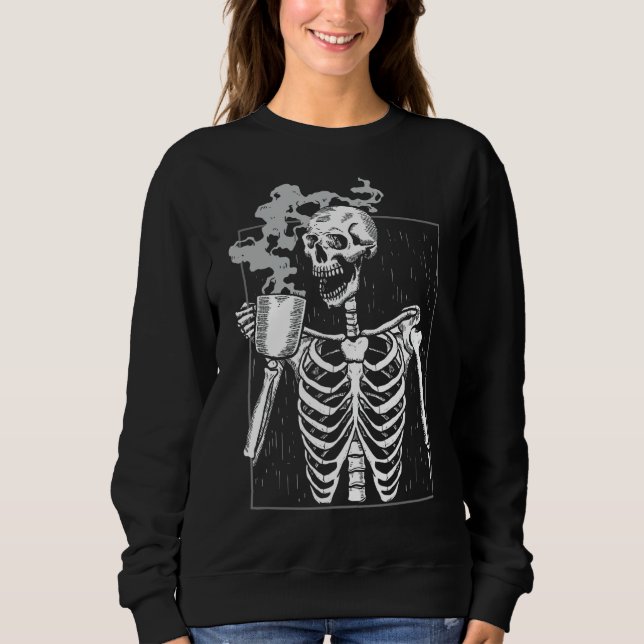 Camiseta Bebendo Funny Skeleton Caffeine Lover Coff (Frente)