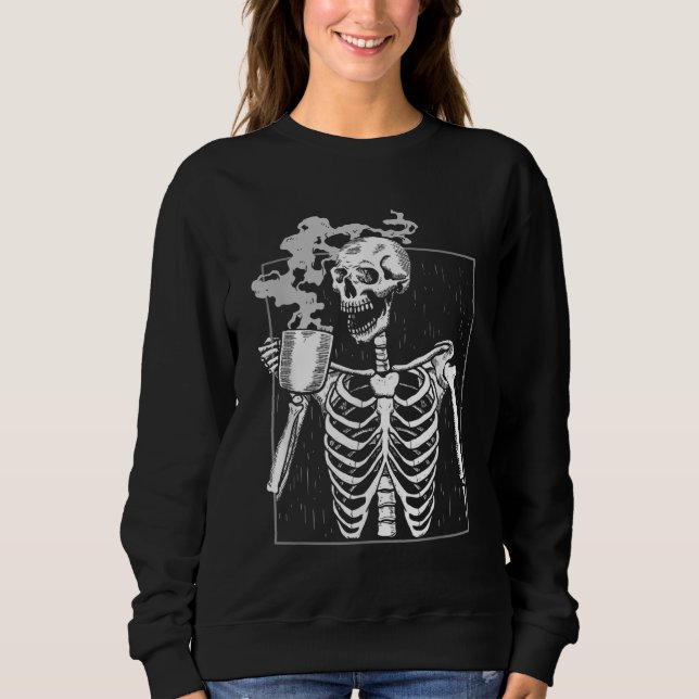 Camiseta Bebendo Funny Skeleton Caffeine Lover Coff (Frente)