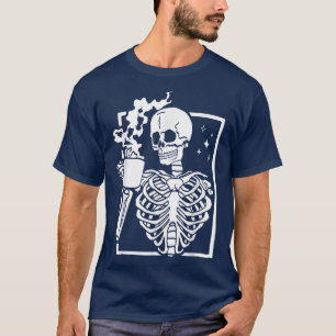 Camiseta Bebendo Funny Skeleton Caffeine Lover Coff