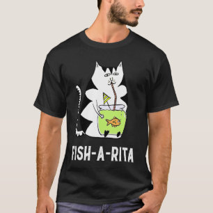 Camiseta Bebendo Gato Gordo A Bebendo de esfregão de peixe