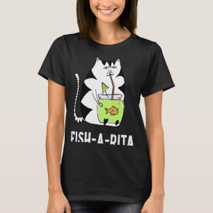 Camiseta Bebendo Gato Gordo A Bebendo de esfregão de peixe