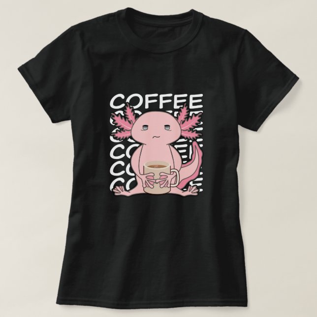 Camiseta Bebendo Kawaii Axolotl Cute (Frente do Design)