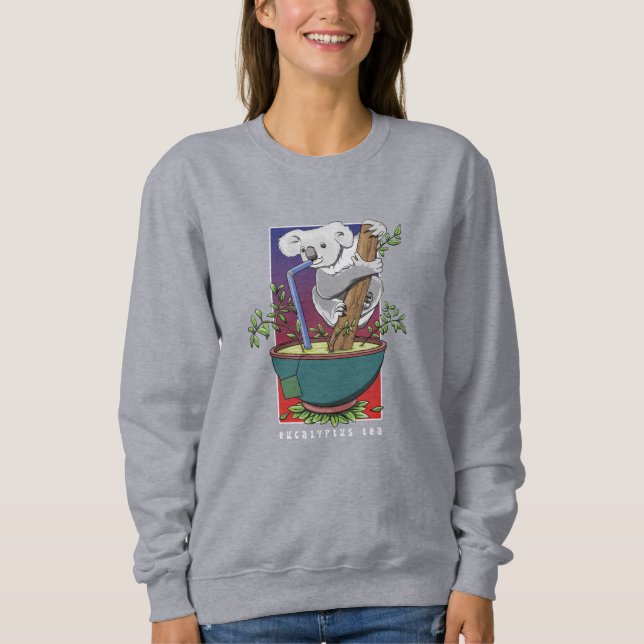 Camiseta Bebendo Koala, chá eucalyptus, (Frente)