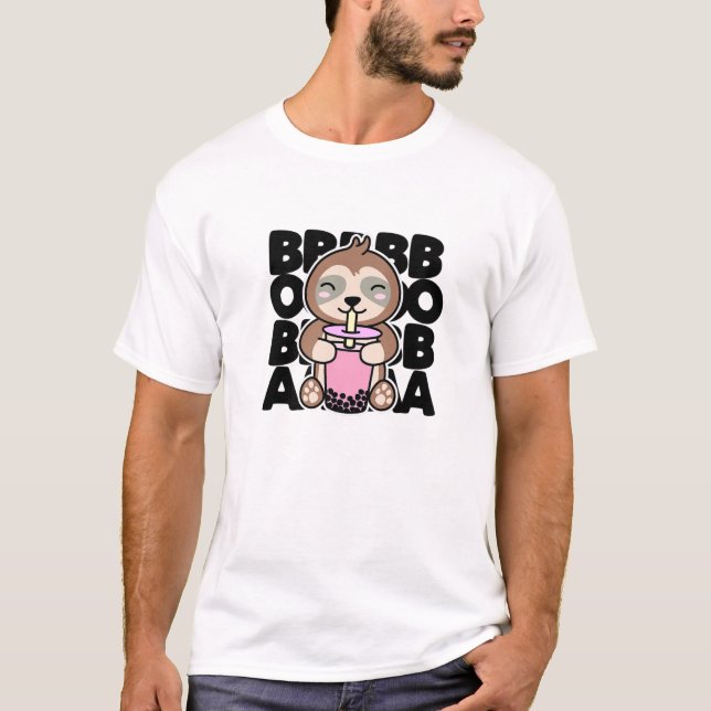 Camiseta Bebendo Leve Boba Cute Kawaii Bubble Tea (Frente)