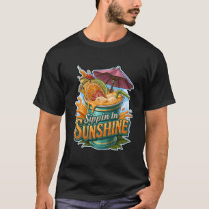 Camiseta Bebendo no Coquetel de Frutas Tropicais Sunshine