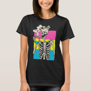 Camiseta Bebendo Skeleton Café Lgbt Q Orgulho Pansexual Pa