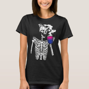 Camiseta Bebendo Skeleton Orgulho gay de café Lgbt