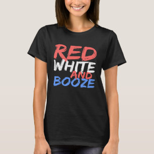Camiseta Bebendo Vermelho Branco e Booze 4 de julho