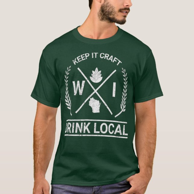 Camiseta Beber Artesanato Vintage Local de Wisconsin (Frente)