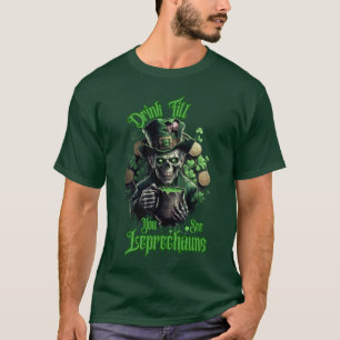 Camiseta Beber Até Ver Leprechauns Ruas Celebrar Paddys
