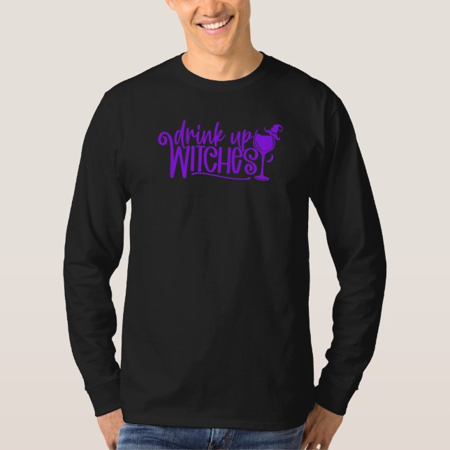 Camiseta Beber Bruxas de Halloween Vinho (Frente)