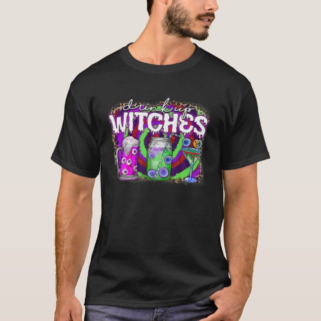 Camiseta Beber Bruxas Engraçadas Bebendo Correspondendo ao  (Frente)
