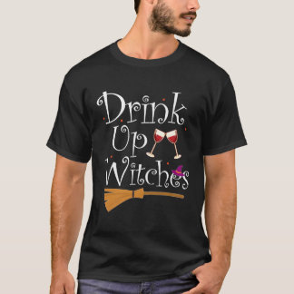 Camiseta Beber Bruxas Engraçadas Vinho Bebendo Cos