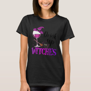 Camiseta Beber Bruxas Vidro Vidro Vinho Bebendo Ha