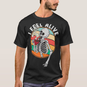 Camiseta Beber Café Sentir Vivo Caveira Mulher Pirata Parti