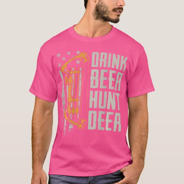 Camiseta Beber Cerveja Caçada Arco Caçando Bebendo ArcheryO (Frente)