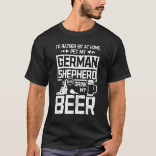 Camiseta Beber cerveja e acariciar meu pastor alemão