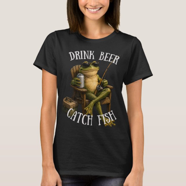 Camiseta Beber Cerveja, Pescar (Frente)