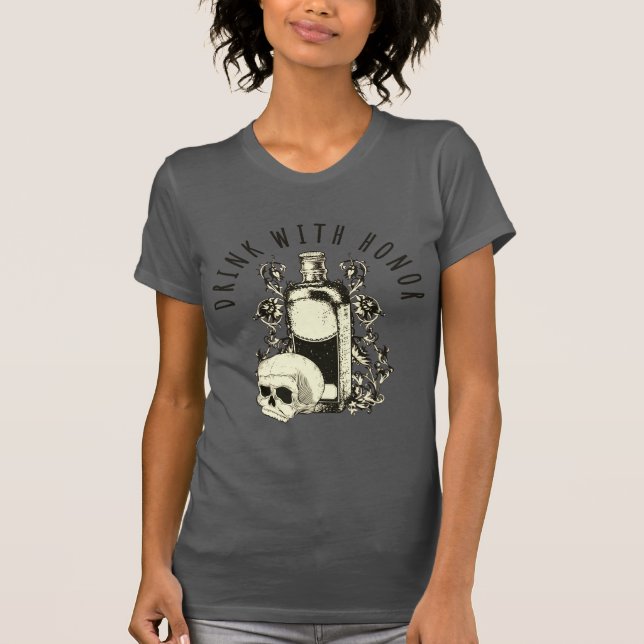 Camiseta Beber com crânio de honra (Frente)