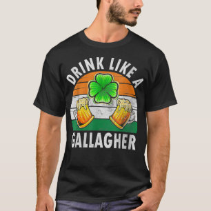 Camiseta Beber Como Um Galagher Engraçado Dia de São Patríc