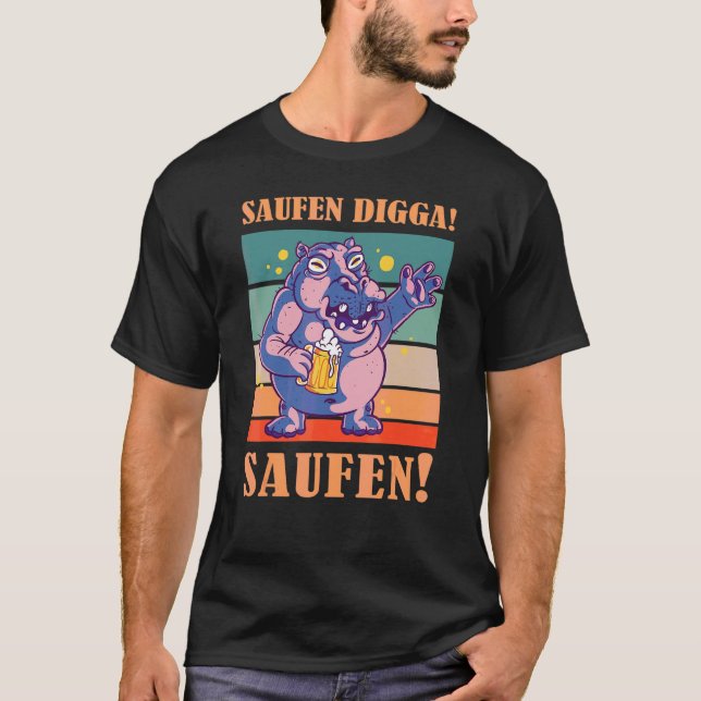 Camiseta Beber Digga Beber Bebedor de Cerveja Hipopótamo da (Frente)