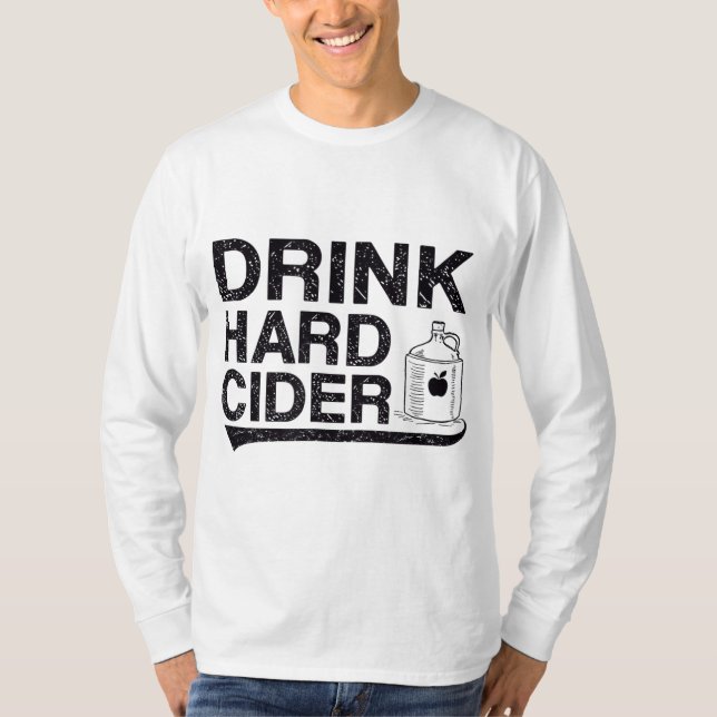 Camiseta Beber Duro, Garrafa de sidra de maçã (Frente)