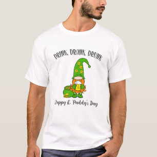 Camiseta Beber Gnomo do Dia de São Patrício do Bebado Beb