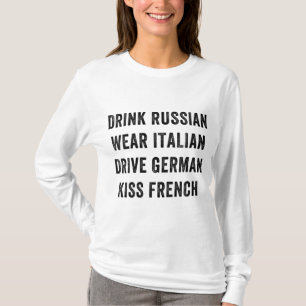 Camiseta Beber Russo Vista Italiano Drive Alemão Kiss Frenc