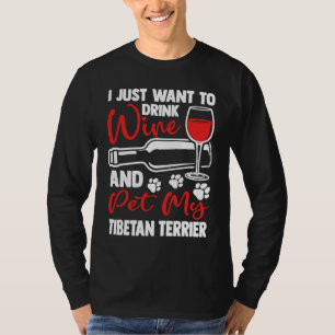 Camiseta Beber vinho e Pet My Tibetan Terrier Tsang Apso
