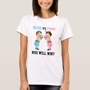 Camiseta Bebês Boxe Revelação de Gênero Menino ou Menina Az