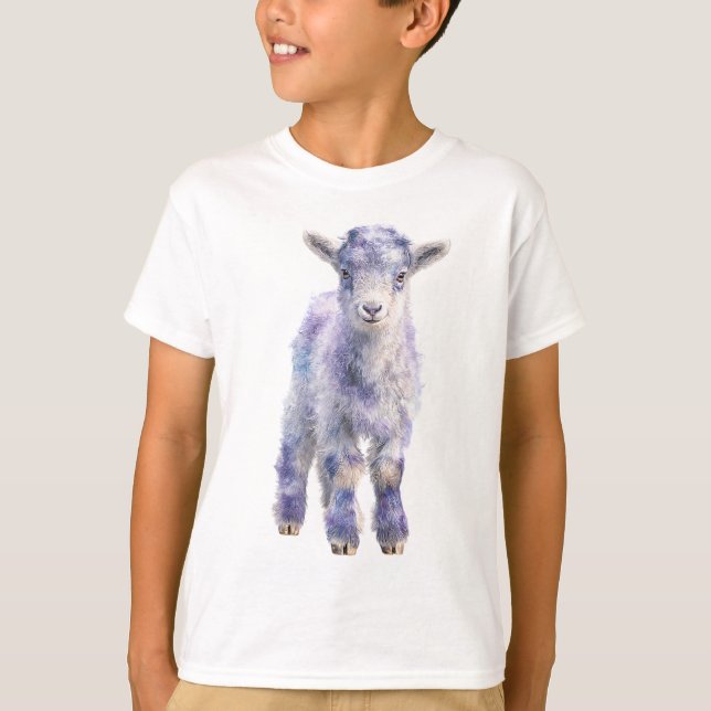 Camiseta Bebês Cordeiro Estilizados com Tonalidade Roxa (Frente)