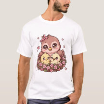 Bebês de Pássaro Mamãe Fofa Ninho de Flor