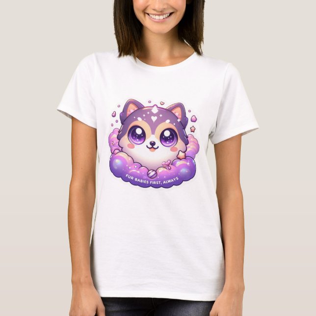 Camiseta Bebês De Peles Primeiro Sempre Bonitos Kawaii Pet  (Frente)
