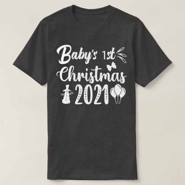 Camiseta bebês engraçados de presentes de natal Primeiro Na (Frente do Design)