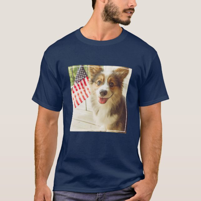 Camiseta Bebês Mais Pobres | American Flag Corgi (Frente)