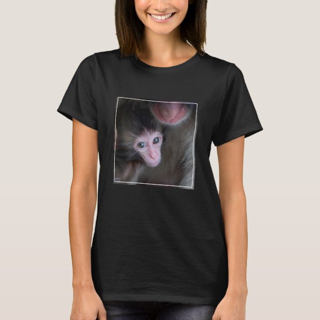 Camiseta Bebês Mais Pobres | Macaco Baby Macaque e Mãe (Frente)