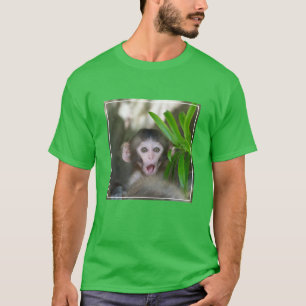 Camiseta Bebês Mais Pobres   Macaco surpreso na neve