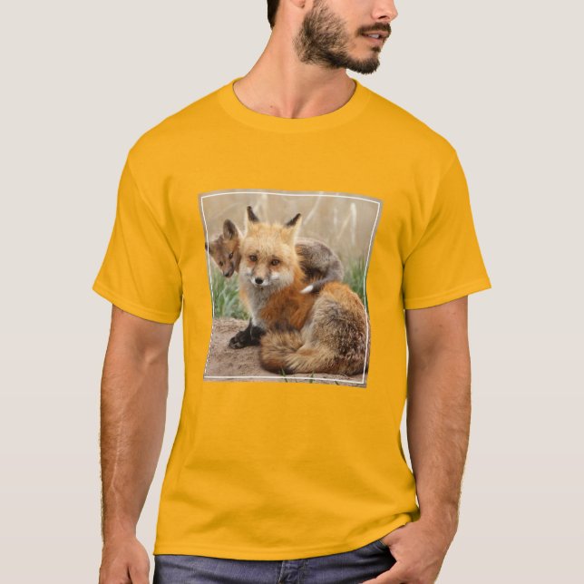 Camiseta Bebês Mais Pobres | Raposa vermelha e bebê (Frente)