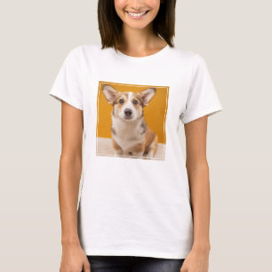 Camiseta Bebês Mais Pobres Retrato de Corgi em laranja