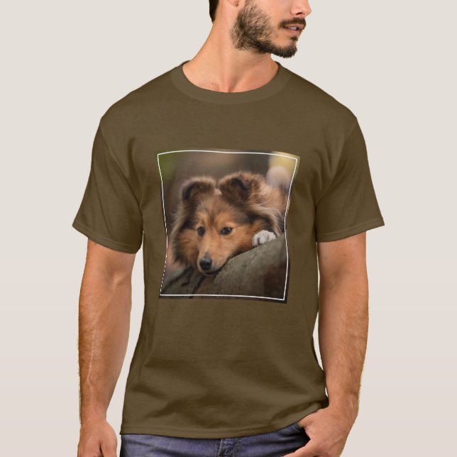Camiseta Bebês Mais Pobres | Shetland Sheepdog Puppy (Frente)