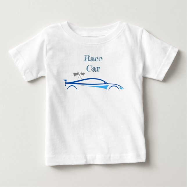 Camiseta Bebês Meninos de Verão Carro de Corrida  (Frente)