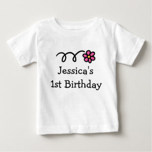 Camiseta Bebês primeiro aniversario Nome personalizado da