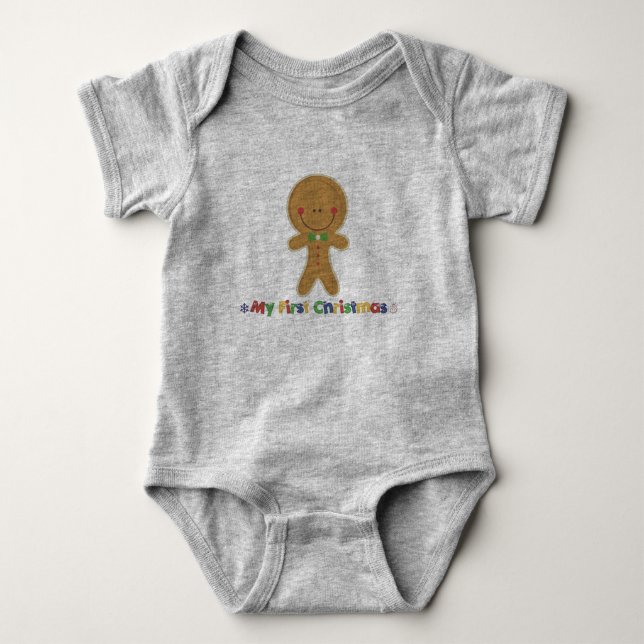 Camiseta Bebês Primeiro Natal Gingerbird Boy (Frente)