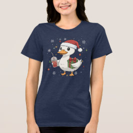 Camiseta Bebida Aconchegante de Natal do Pato Fofo Presente