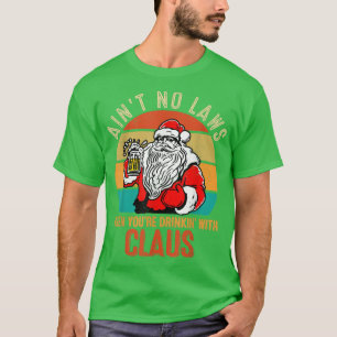 Camiseta Bebida bebendo Com Santa Claus, Retro Vintage Engr