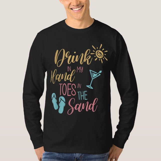 Camiseta Bebida Com As Palmas Na Areia (Frente)