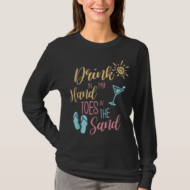 Camiseta Bebida Com As Palmas Na Areia (Frente)